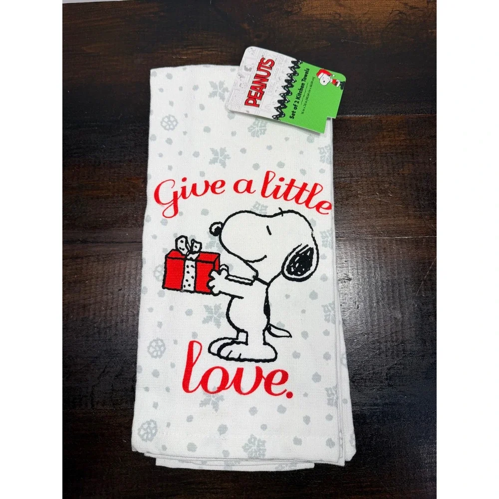 Peanuts Snoopy Christmas Kitchen Towels Give a Little Love Snowflake Gift‎